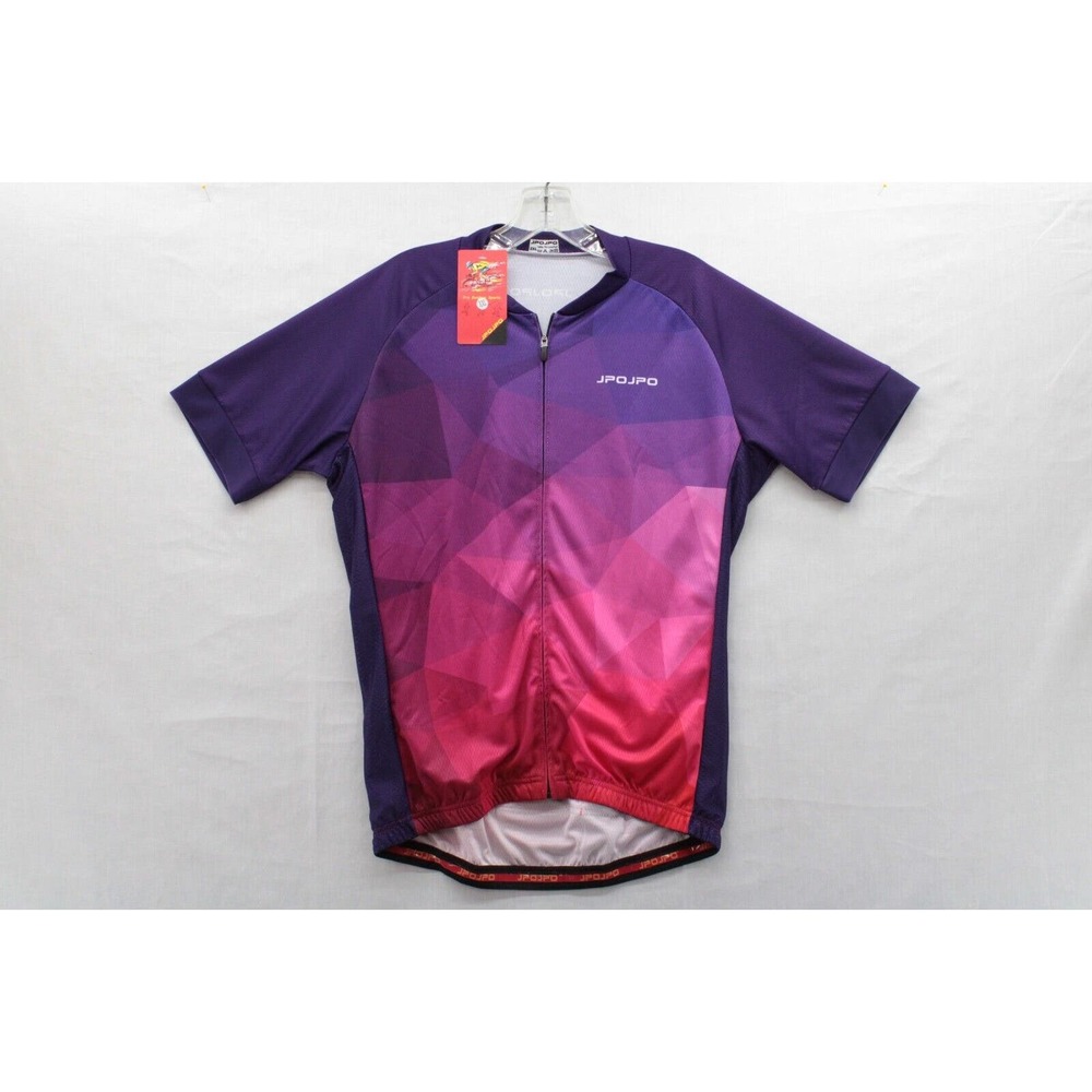 New JPOJPO Mens Cycling Jersey Shirt Size 2XL Full Zip Pockets Purple